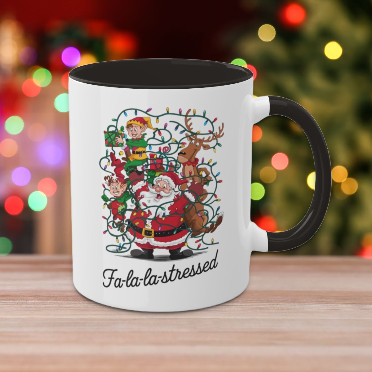 Fa-la-la Stressed: Colorful Christmas Mugs, Funny Mental Health Mug, Anxiety Humor Coffee Cup, Holiday Self-Care Gift, Festive Stocking Stuffer