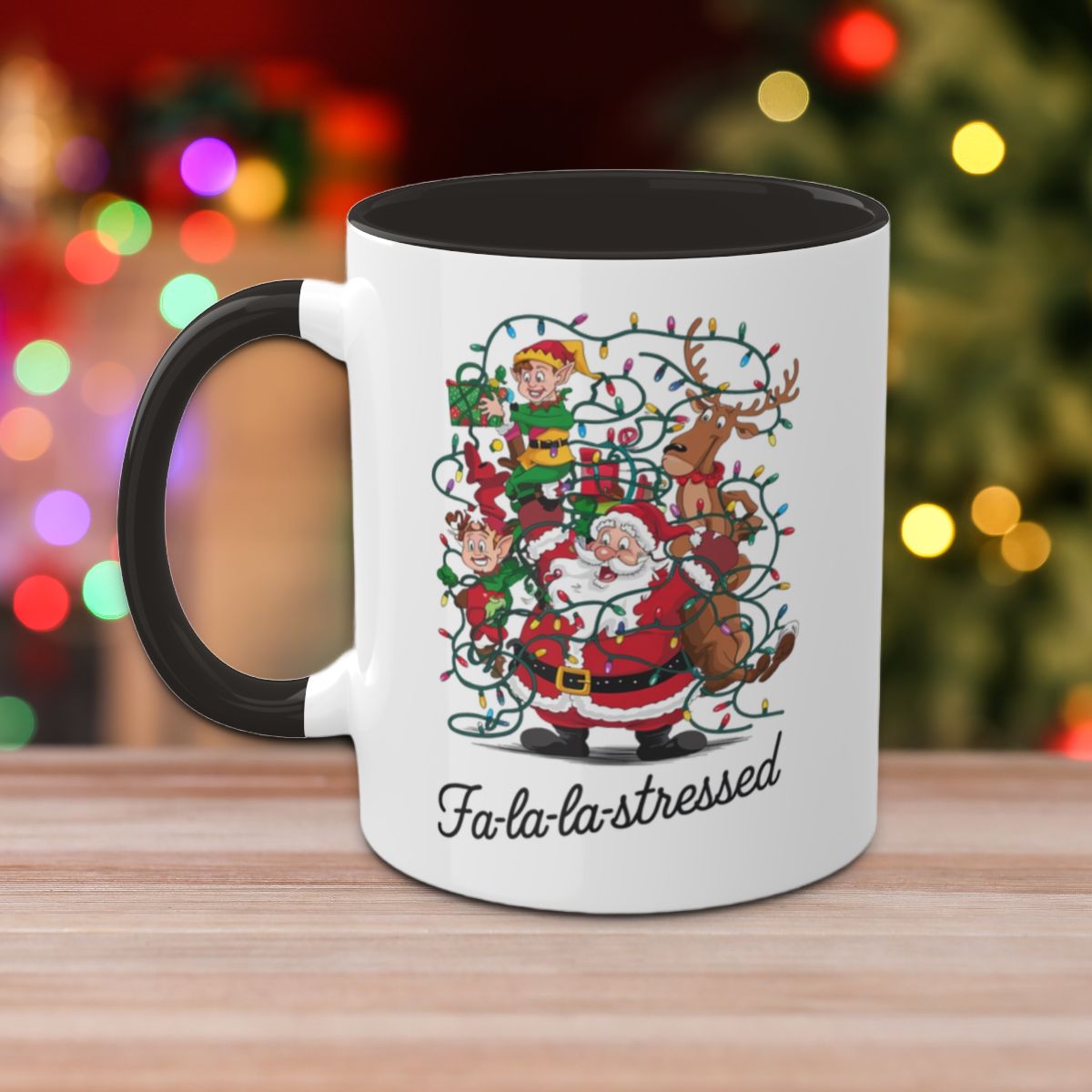 Fa-la-la Stressed: Colorful Christmas Mugs, Funny Mental Health Mug, Anxiety Humor Coffee Cup, Holiday Self-Care Gift, Festive Stocking Stuffer