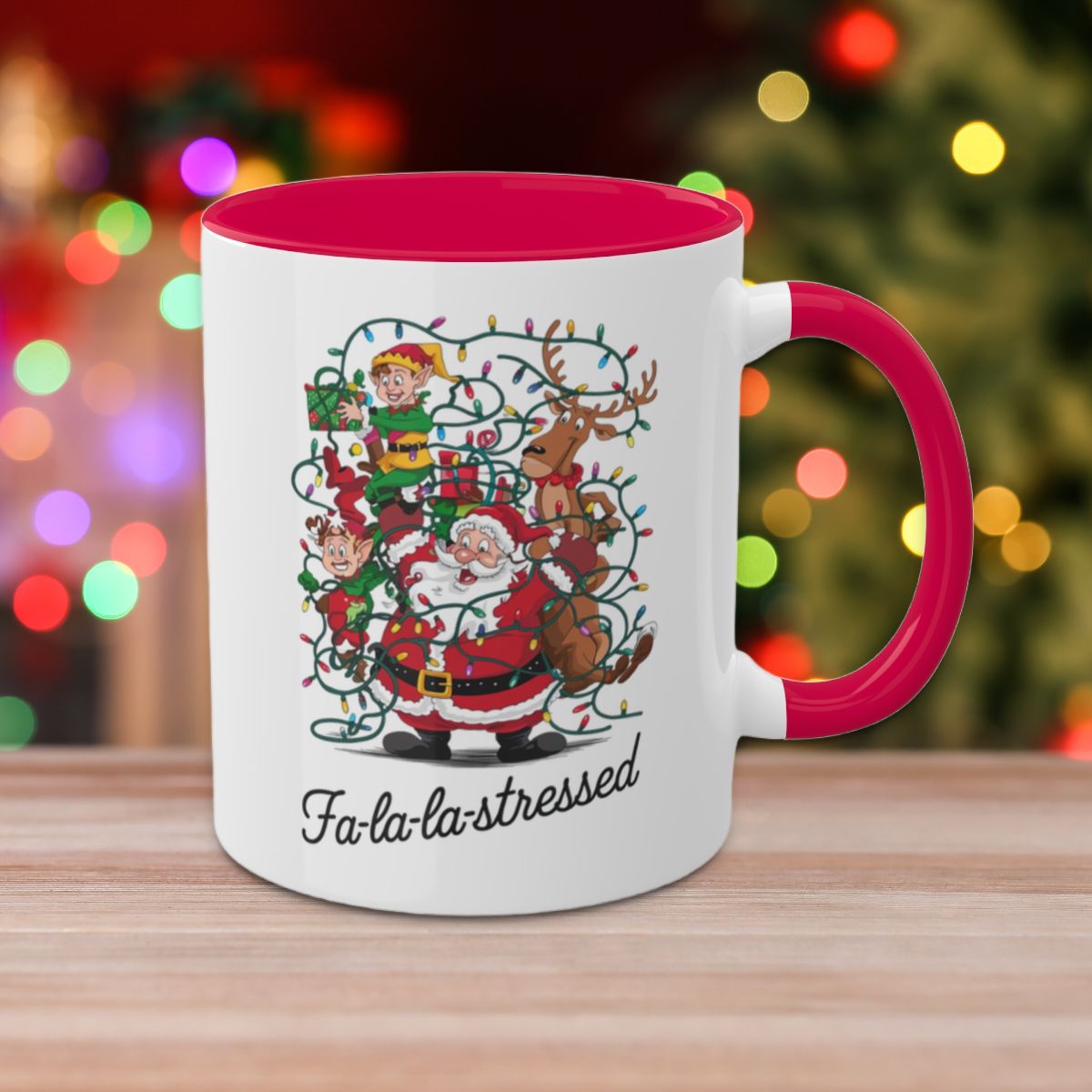 Fa-la-la Stressed: Colorful Christmas Mugs, Funny Mental Health Mug, Anxiety Humor Coffee Cup, Holiday Self-Care Gift, Festive Stocking Stuffer