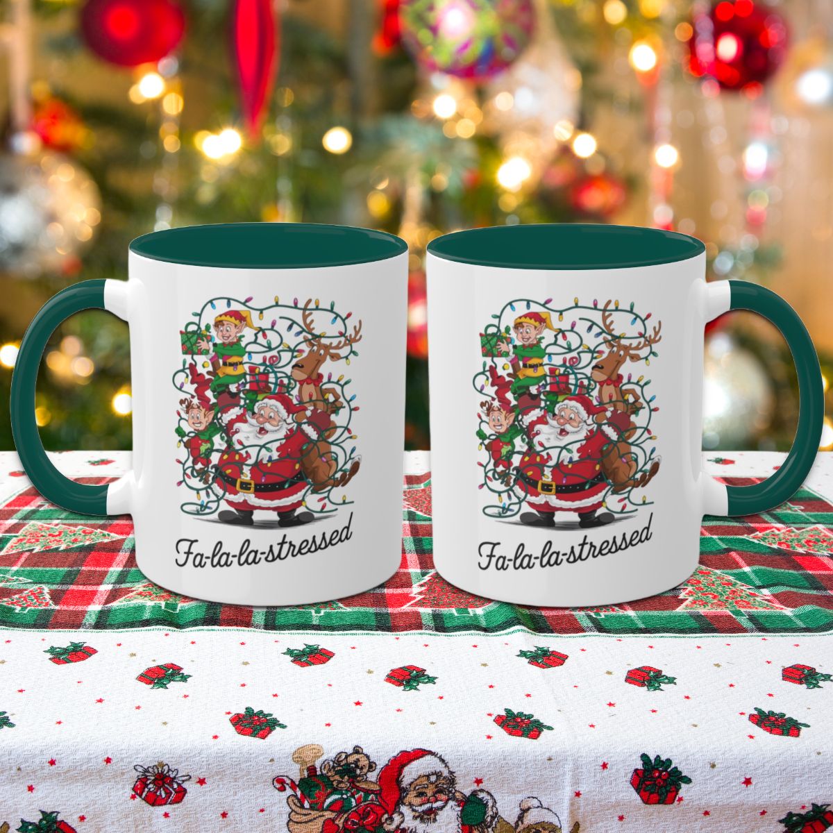 Fa-la-la Stressed: Colorful Christmas Mugs, Funny Mental Health Mug, Anxiety Humor Coffee Cup, Holiday Self-Care Gift, Festive Stocking Stuffer