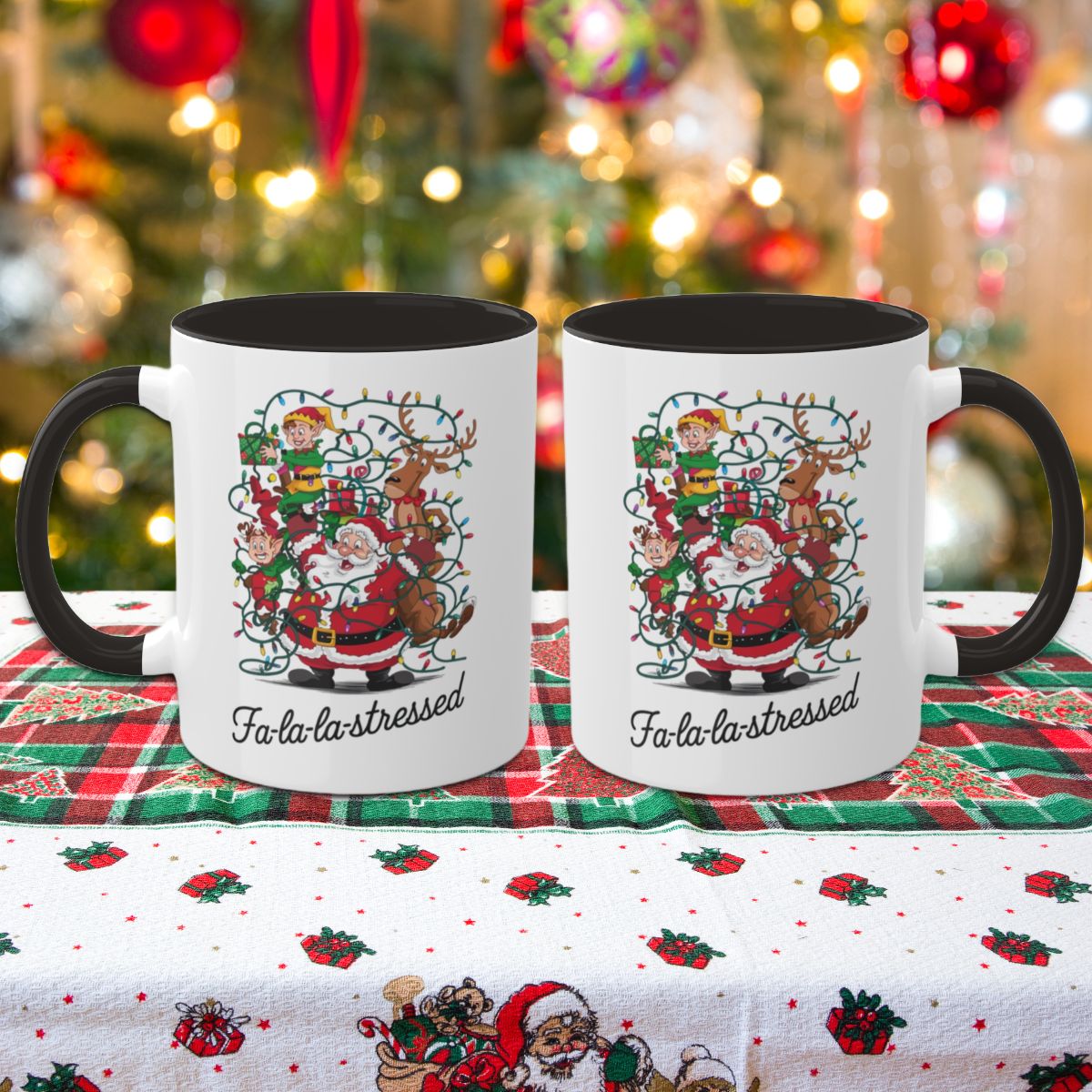 Fa-la-la Stressed: Colorful Christmas Mugs, Funny Mental Health Mug, Anxiety Humor Coffee Cup, Holiday Self-Care Gift, Festive Stocking Stuffer
