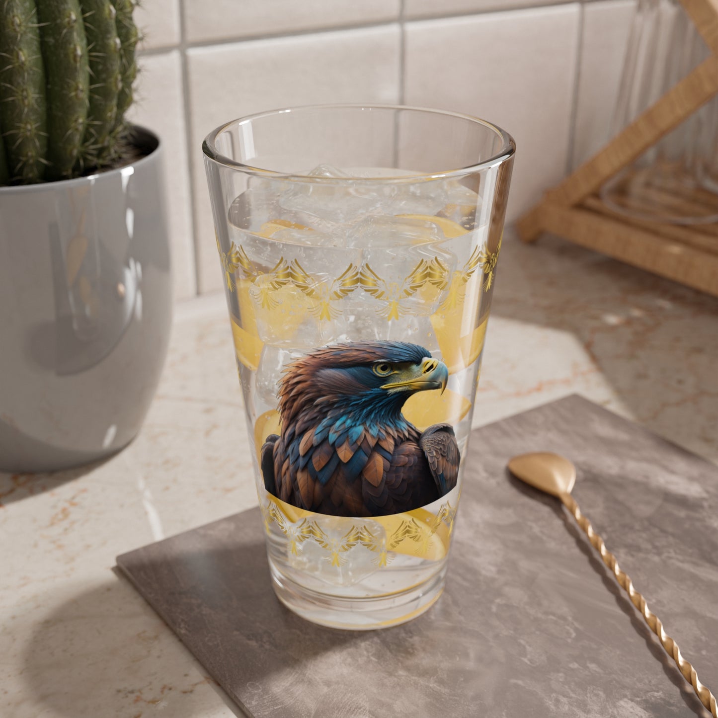 Feathers of Resilience 16oz Eagle Pint Glass - Symbol of Strength, Resilience, and Mental Health Awareness