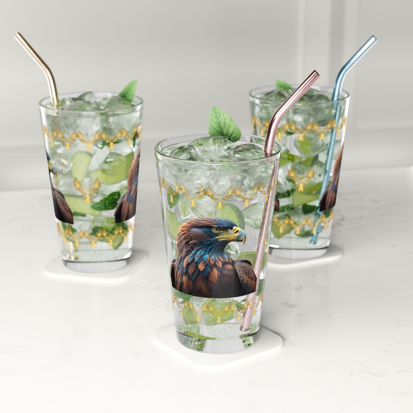 Feathers of Resilience 16oz Eagle Pint Glass - Symbol of Strength, Resilience, and Mental Health Awareness
