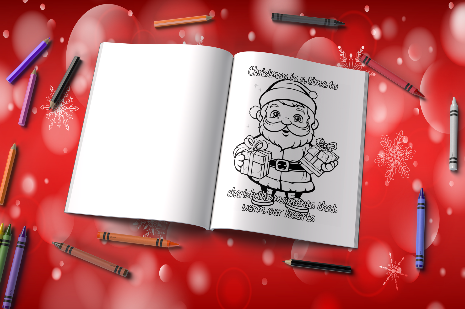 Christmas coloring book with festive affirmations and cozy art