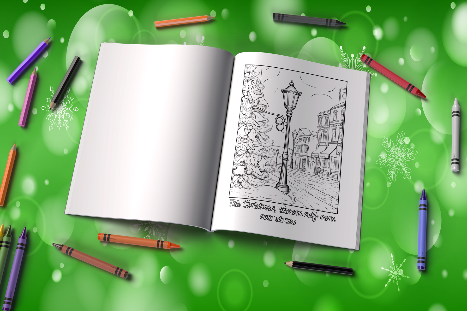 Mindfulness coloring book with holiday affirmations and calm designs