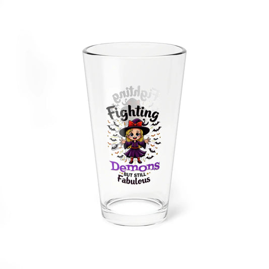 Shop our premium fighting demons but still fabulous halloween pint glass 16oz from MySisterIsASurvivor.