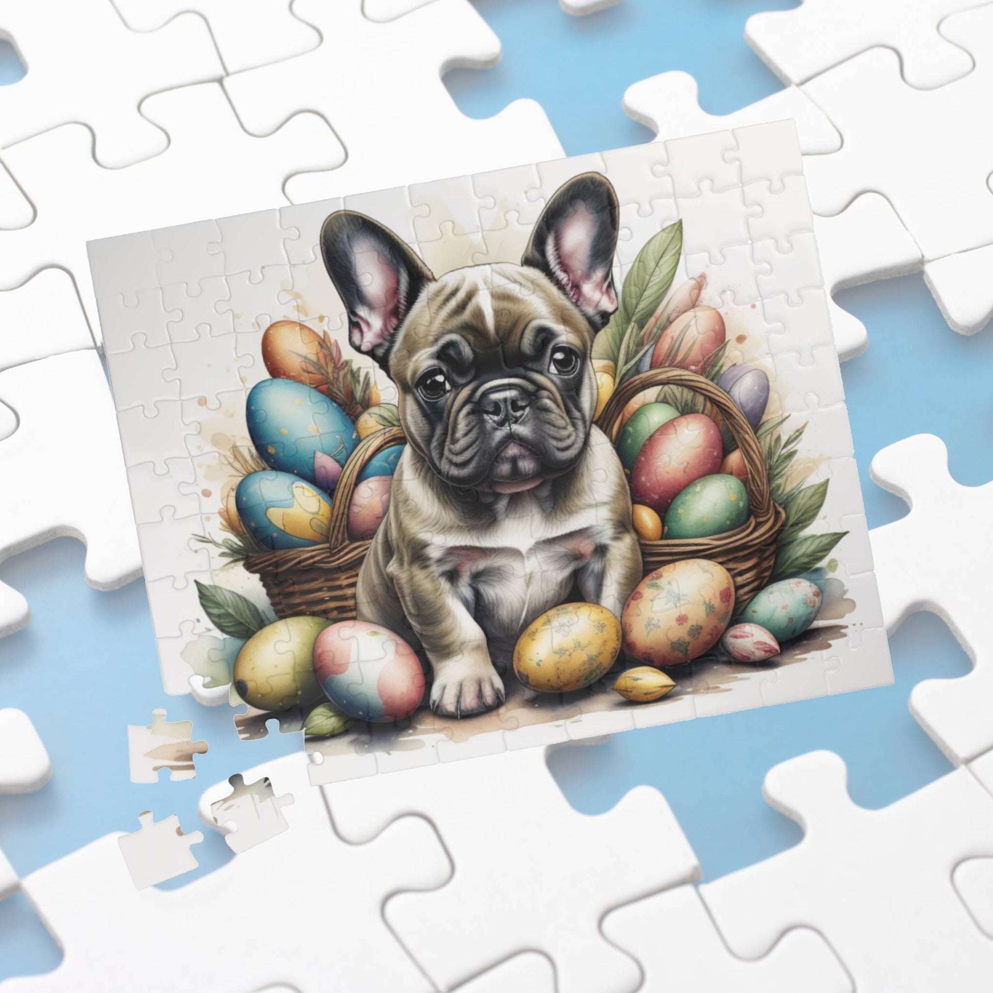 French Bulldog (Brindle) Easter Puppy Puzzle - Dog Lovers, Mental Health Benefits, Holiday Fun, Mindfulness, Stress Relief, Festive Gift