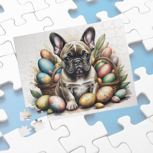 French Bulldog (Brindle) Easter Puppy Puzzle - Dog Lovers, Mental Health Benefits, Holiday Fun, Mindfulness, Stress Relief, Festive Gift