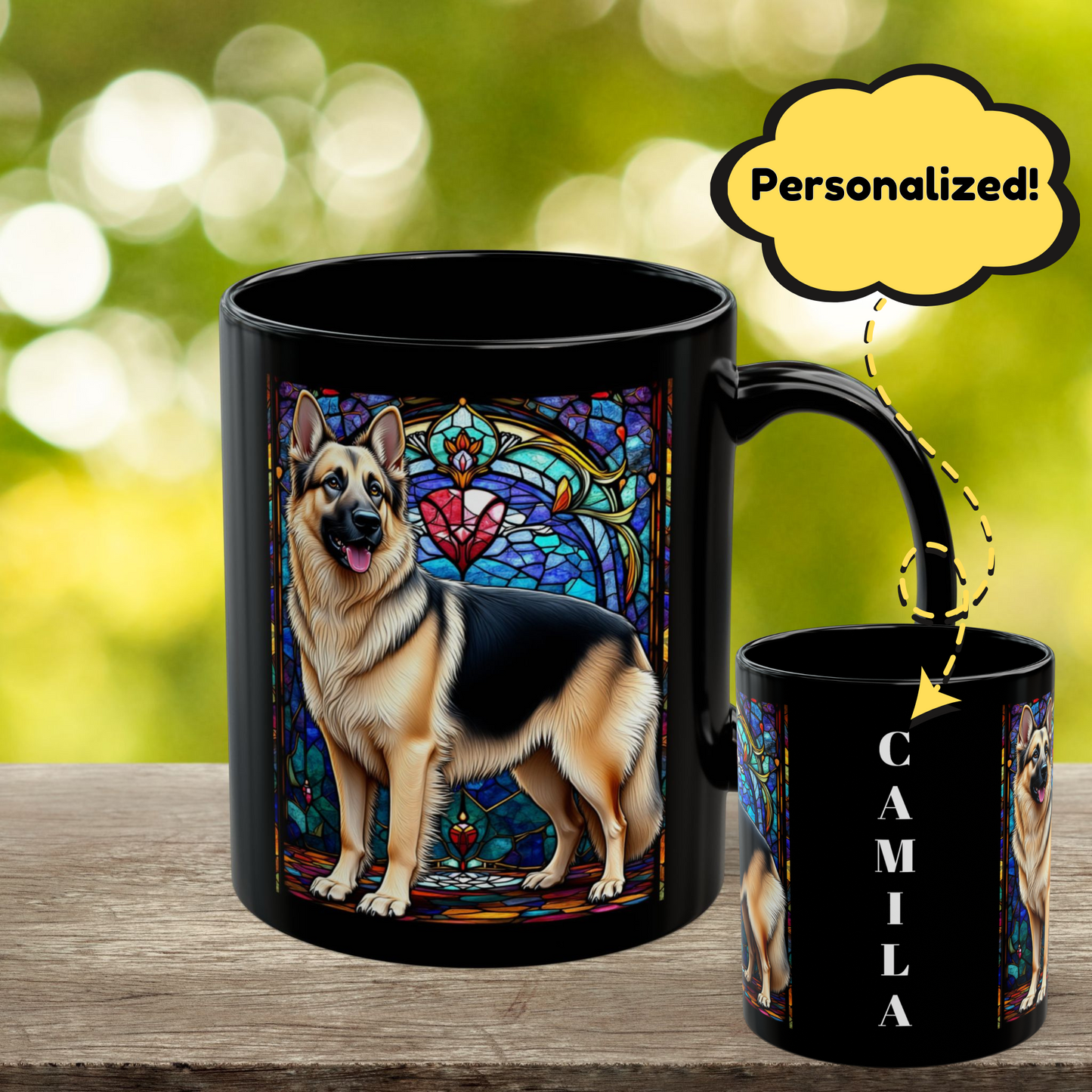 German Shepherd (Black & Cream) Personalized Mug, Pet Lover Mug, Dog Coffee Mug, Custom Name Mug, Dog Lover Gift, Dog-Themed Mug, GS Mug