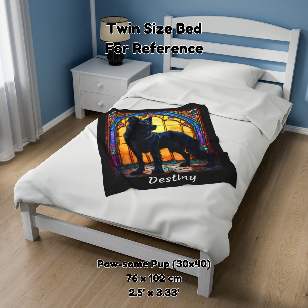 German Shepherd (Black) Velveteen Plush Stained Glass Dog Blanket, Pet Lover Gift