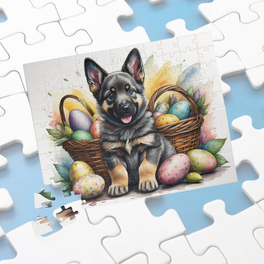 German Shepherd (Sable) Easter Puppy Puzzle - Dog Lovers, Mental Health Benefits, Holiday Fun, Mindfulness, Stress Relief, Festive Gift