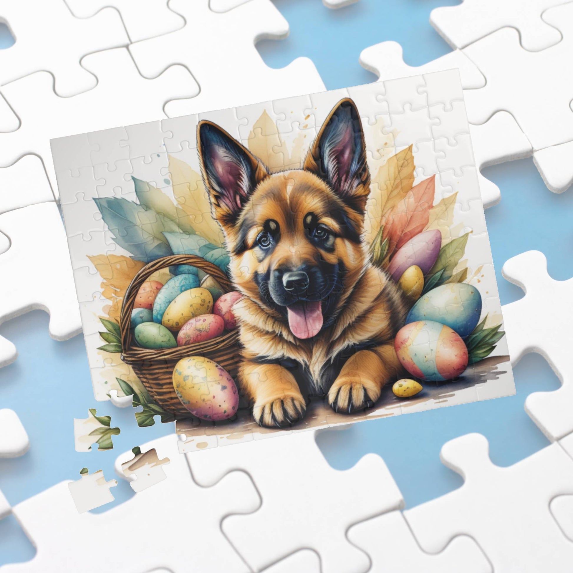 German Shepherd (Saddle) Easter Puppy Puzzle - Dog Lovers, Mental Health Benefits, Holiday Fun, Mindfulness, Stress Relief, Festive Gift