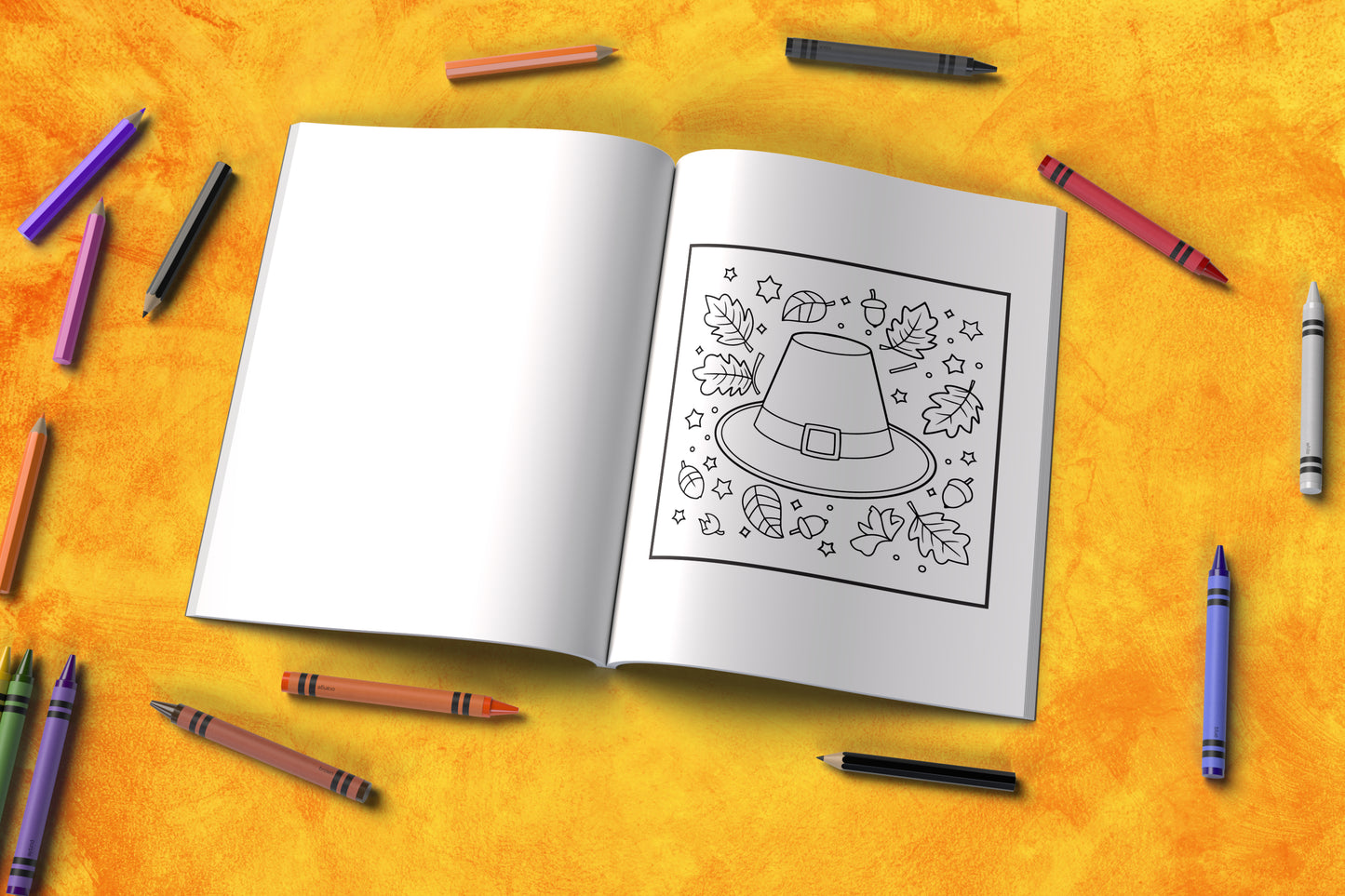 Thanksgiving coloring book with gratitude affirmations and fall leaves