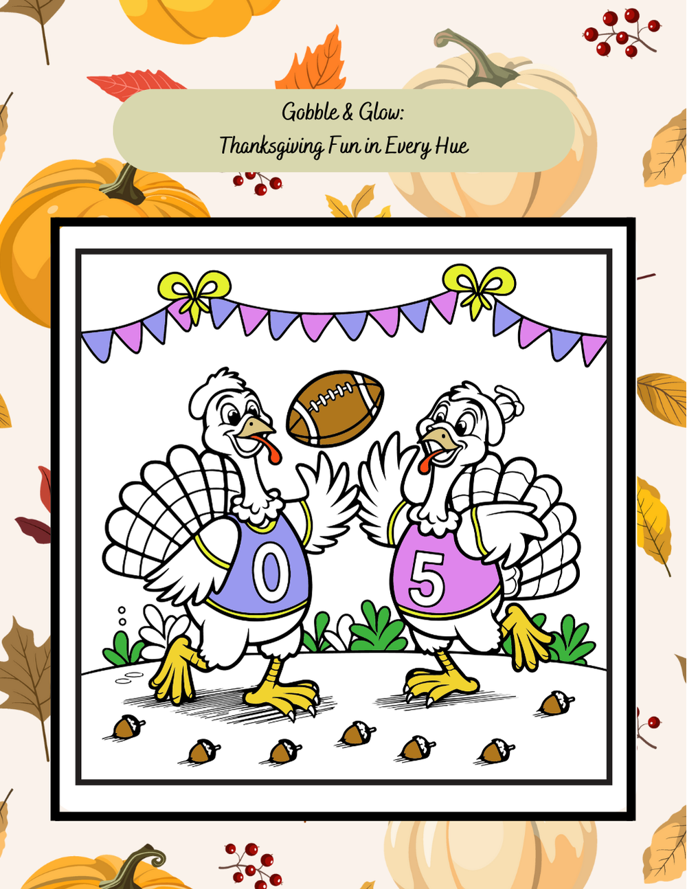 Thanksgiving affirmations coloring book with a glowing turkey theme