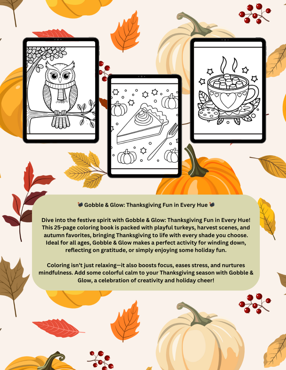 Thanksgiving affirmations coloring book with a glowing turkey theme