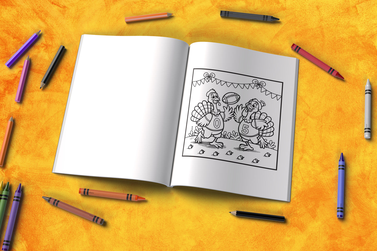 Thanksgiving affirmations coloring book with a glowing turkey theme