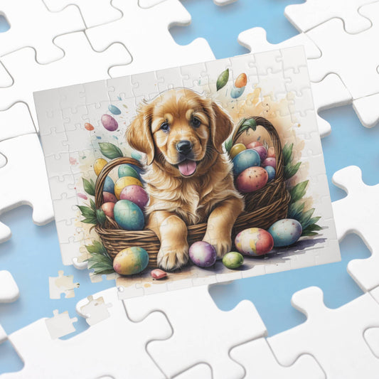 Golden Retriever Easter Puppy Puzzle - Dog Lovers, Mental Health Benefits, Holiday Fun, Mindfulness, Stress Relief, Festive Gift