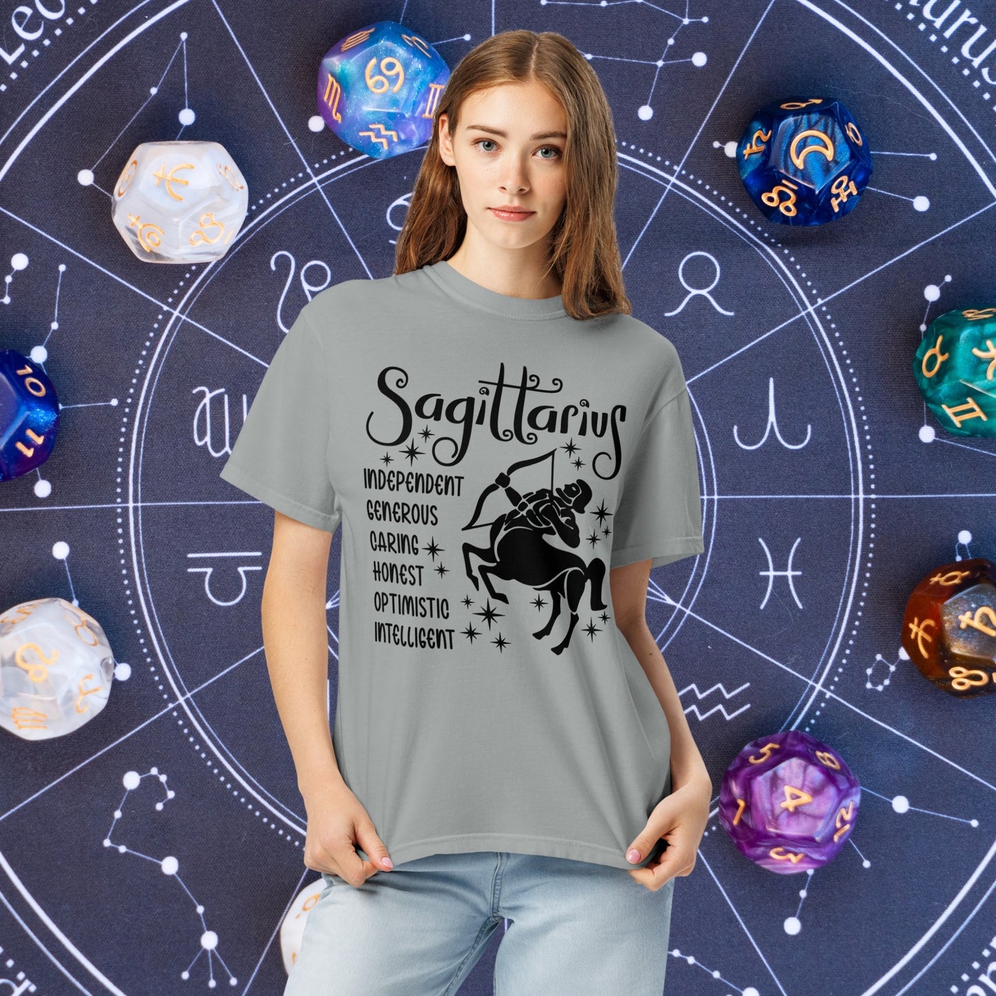 Sagittarius Zodiac Comfort Colors Tee - Adventurous and free-spirited Sagittarius shirt, a great gift for astrology lovers and emotional empowerment