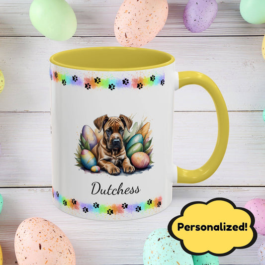 Great Dane Fawn Easter puppy coffee mug, personalized cute dog coffee cup gift for mental health awareness