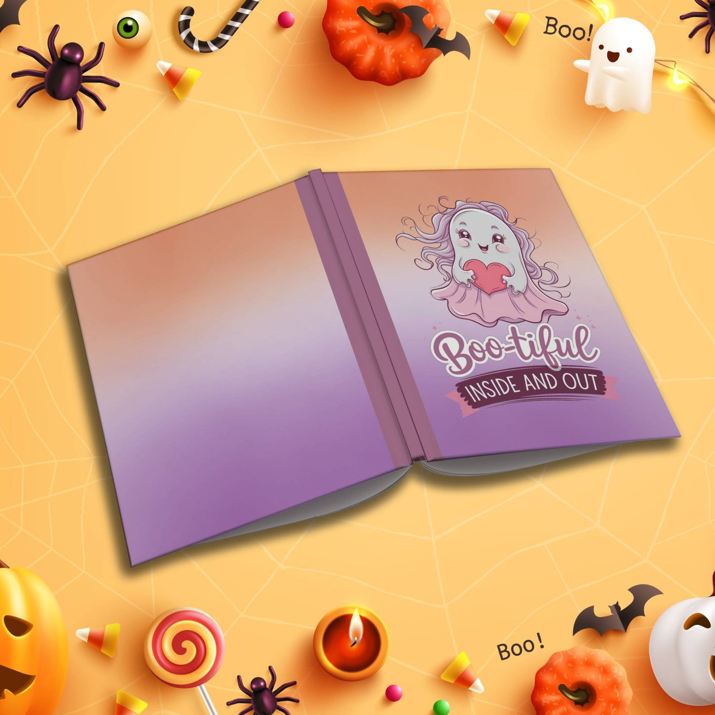 Boo-tiful Inside and Out Halloween soft cover composition notebook, wide ruled writing journal for daily notes