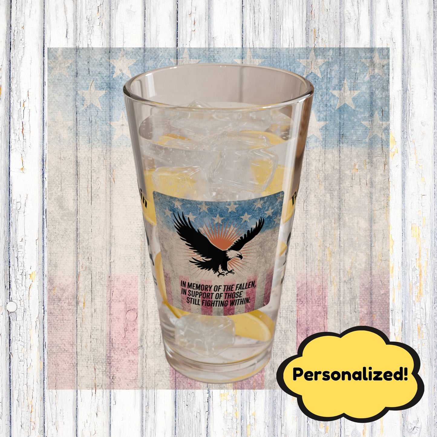 Personalized Memorial Day Pint Glass - "In Memory Of The Fallen", PTSD Awareness Gift for Veterans & Memorial Days