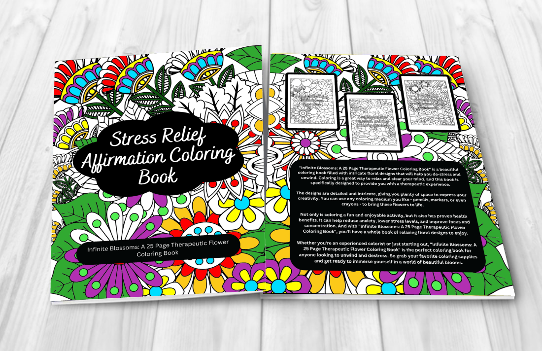 Floral coloring book with endless blossoms and intricate patterns