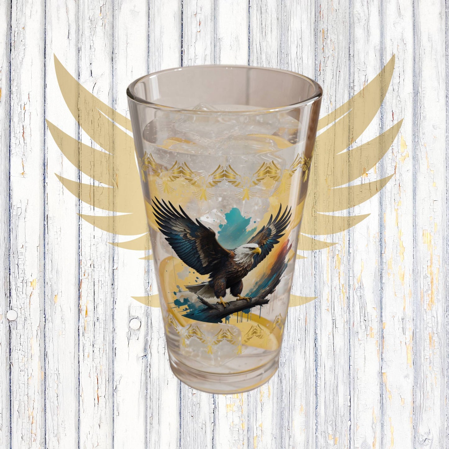 Inspirational Eagle Flight 16oz Eagle Pint Glass - Symbol of Strength, Resilience, and Mental Health Awareness