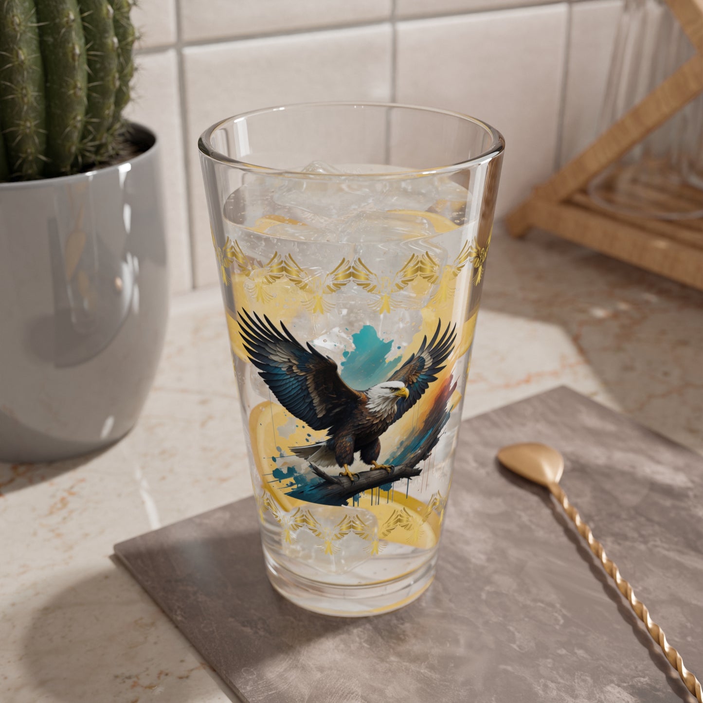Inspirational Eagle Flight 16oz Eagle Pint Glass - Symbol of Strength, Resilience, and Mental Health Awareness