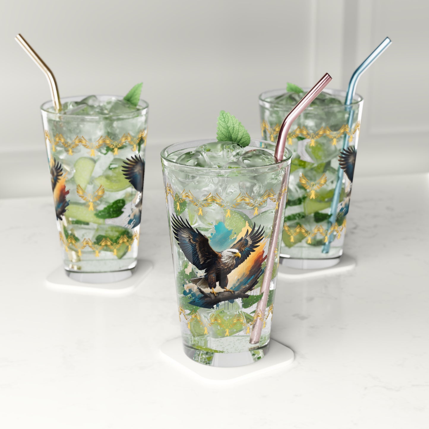 Inspirational Eagle Flight 16oz Eagle Pint Glass - Symbol of Strength, Resilience, and Mental Health Awareness