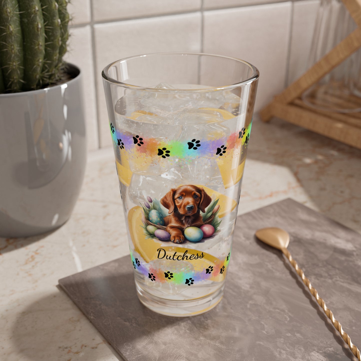 Irish Setter Personalized Easter Puppy 16oz Pint Glass - Custom Dog Design, Mental Health Gift, Easter Décor, and Festive Celebrations