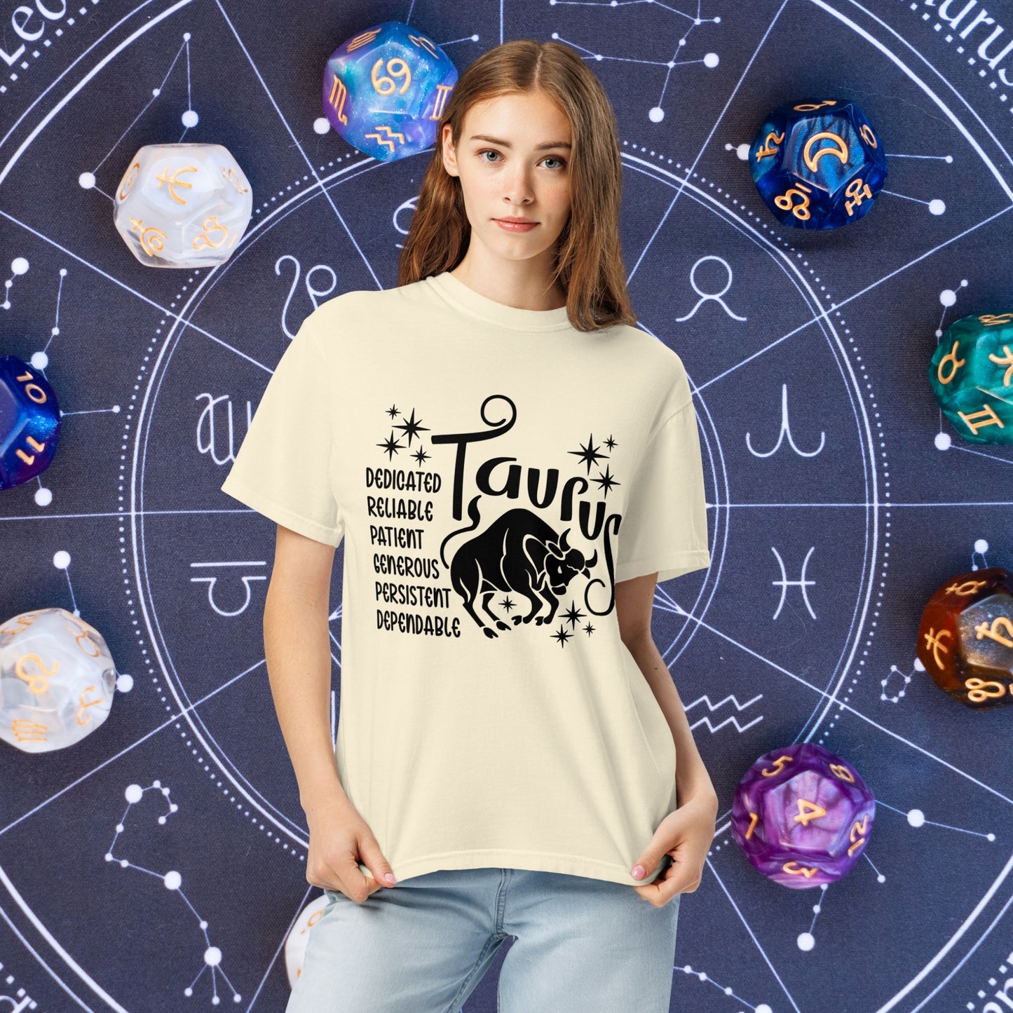 Taurus Zodiac Comfort Colors T-Shirt - Earthy and grounded Taurus astrology shirt, perfect for self-care and thoughtful gifting