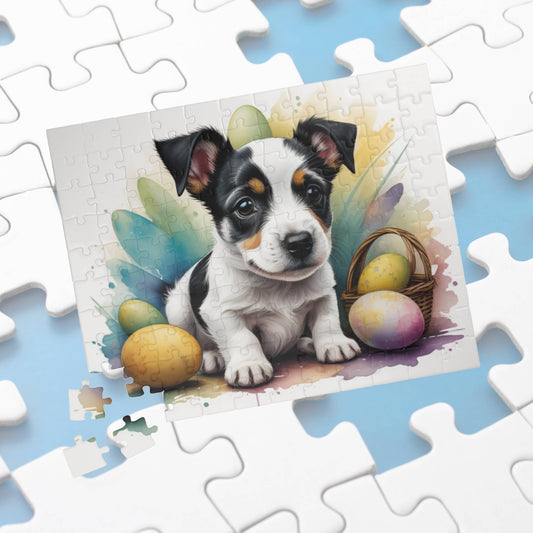 Jack Russell Terrier (Black & White) Easter Puppy Puzzle - Dog Lovers, Mental Health Benefits, Holiday Fun, Mindfulness, Stress Relief, Festive Gift