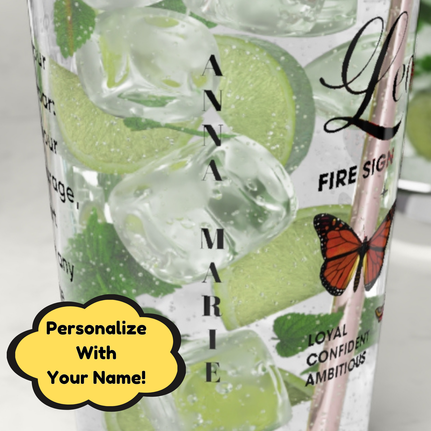 Leo personalized astrology pint glass, 16oz zodiac horoscope birthday drinkware gift for star sign fans