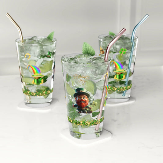 Shop our premium leprechaun glee st patricks day pint glass 16oz from MySisterIsASurvivor.