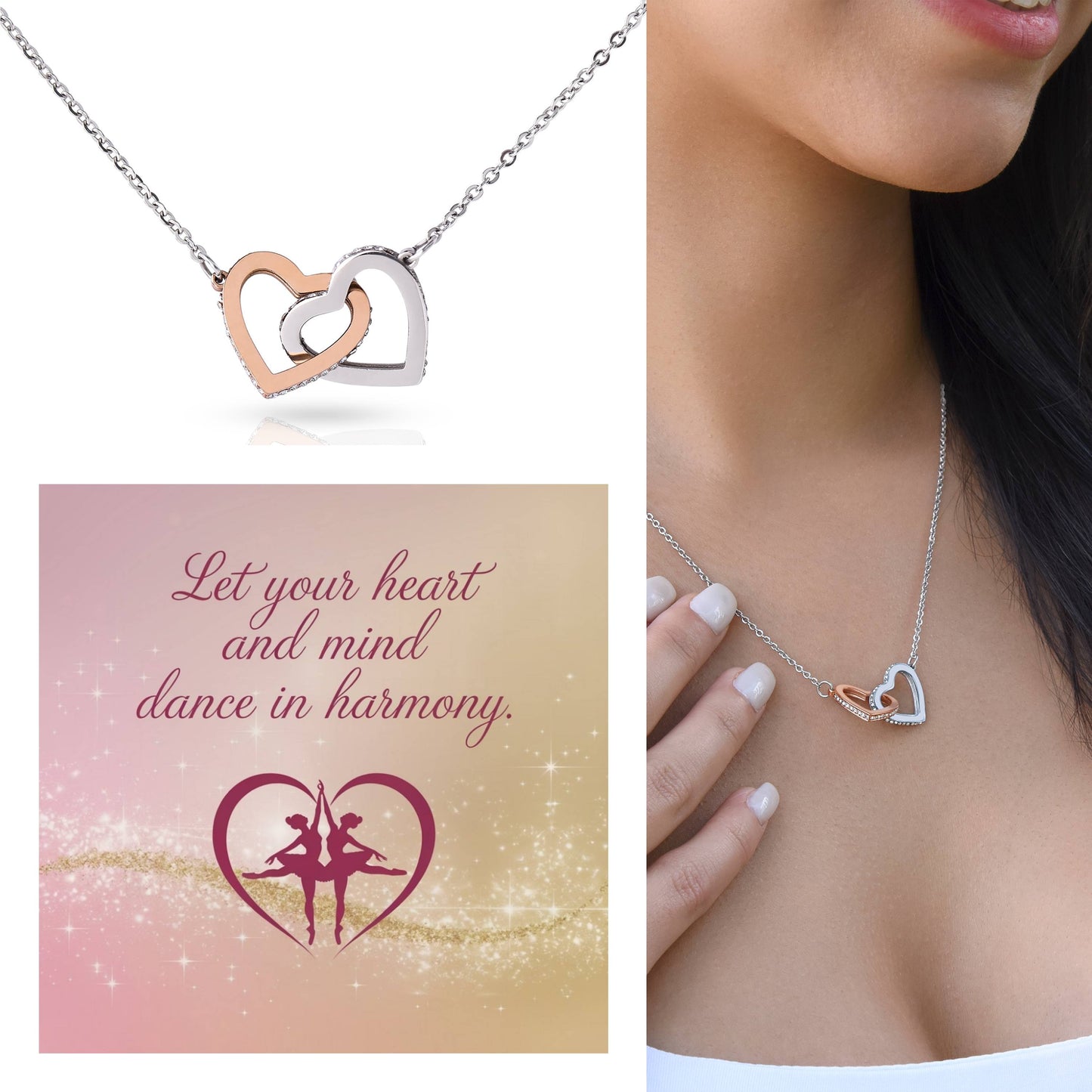 Let Heart and Mind Move Together - Interlocking Hearts Necklace harmony-inspired jewelry for joy & reflection
