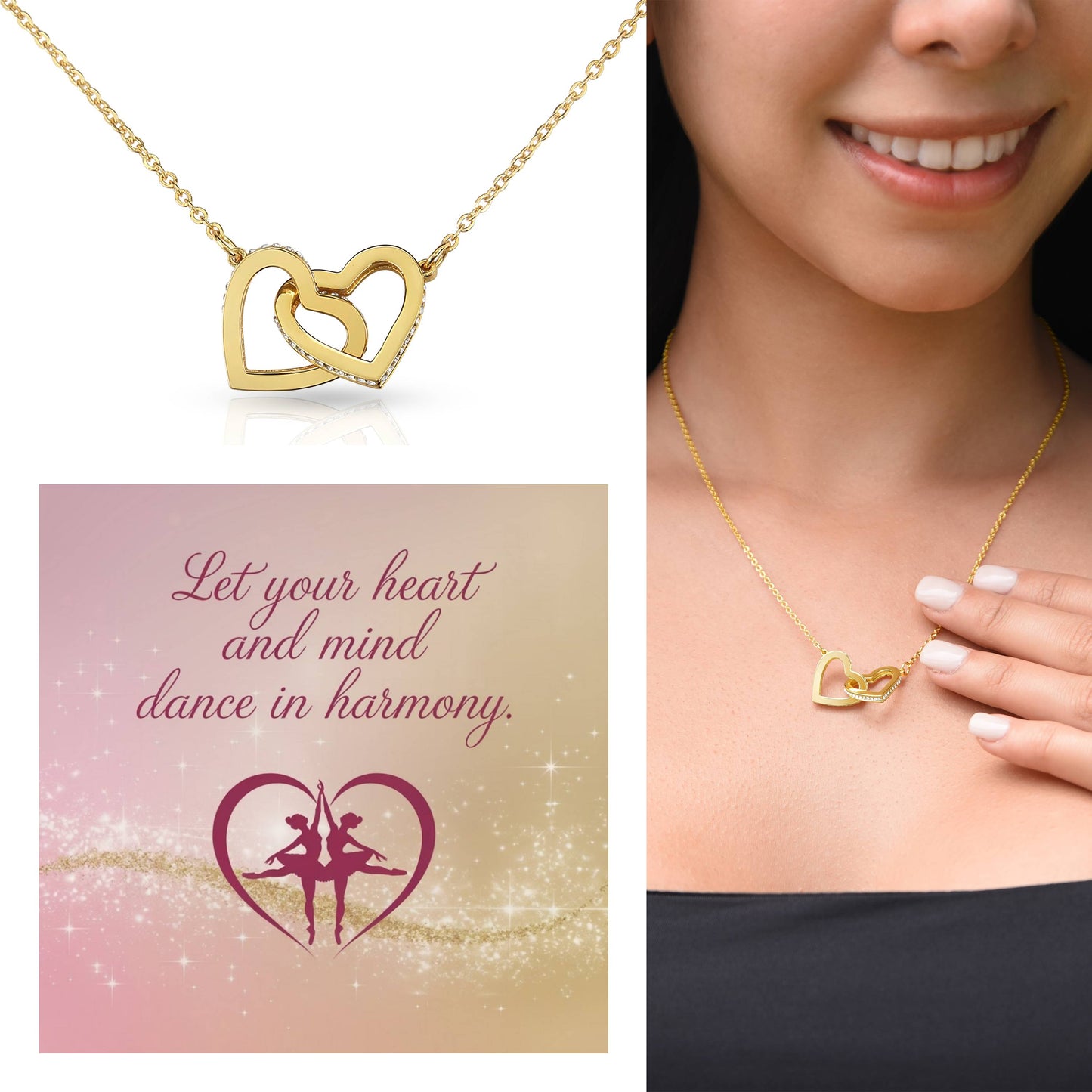 Let Heart and Mind Move Together - Interlocking Hearts Necklace harmony-inspired jewelry for joy & reflection