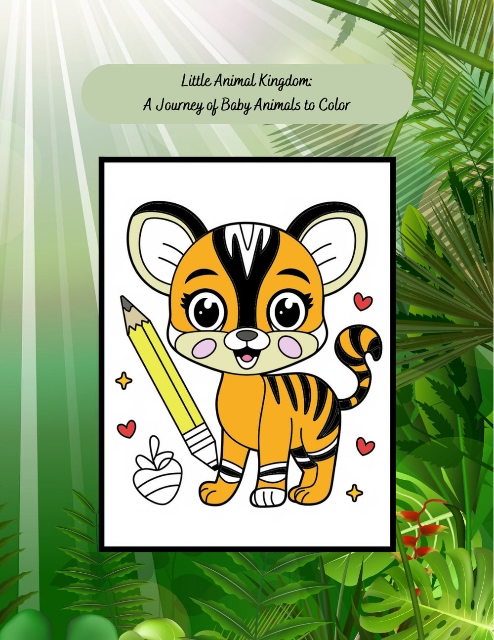 Baby animal kingdom coloring book with sweet and playful creatures