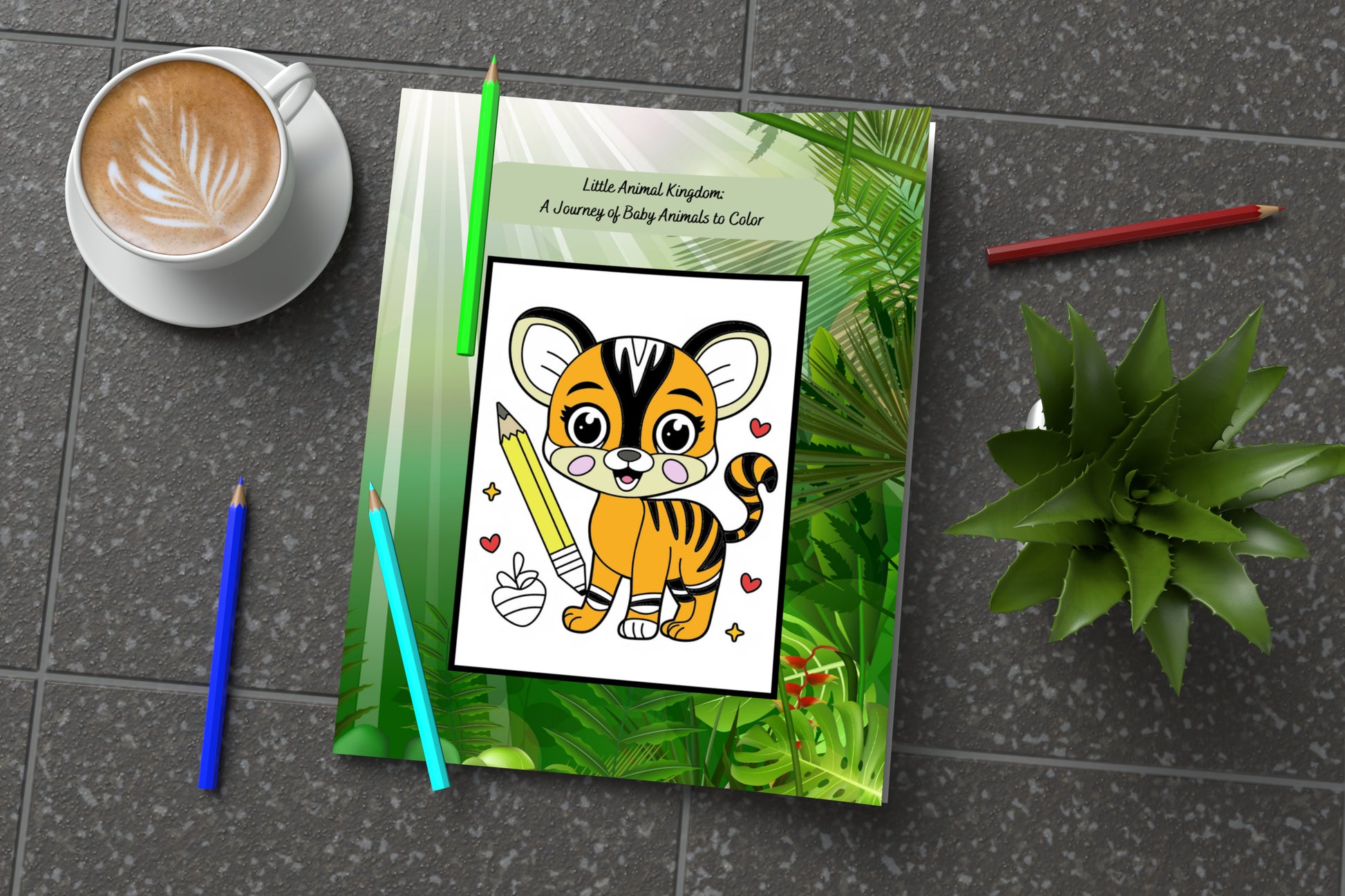 Baby animal kingdom coloring book with sweet and playful creatures