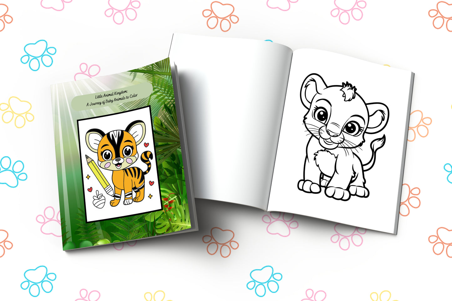 Baby animal kingdom coloring book with sweet and playful creatures