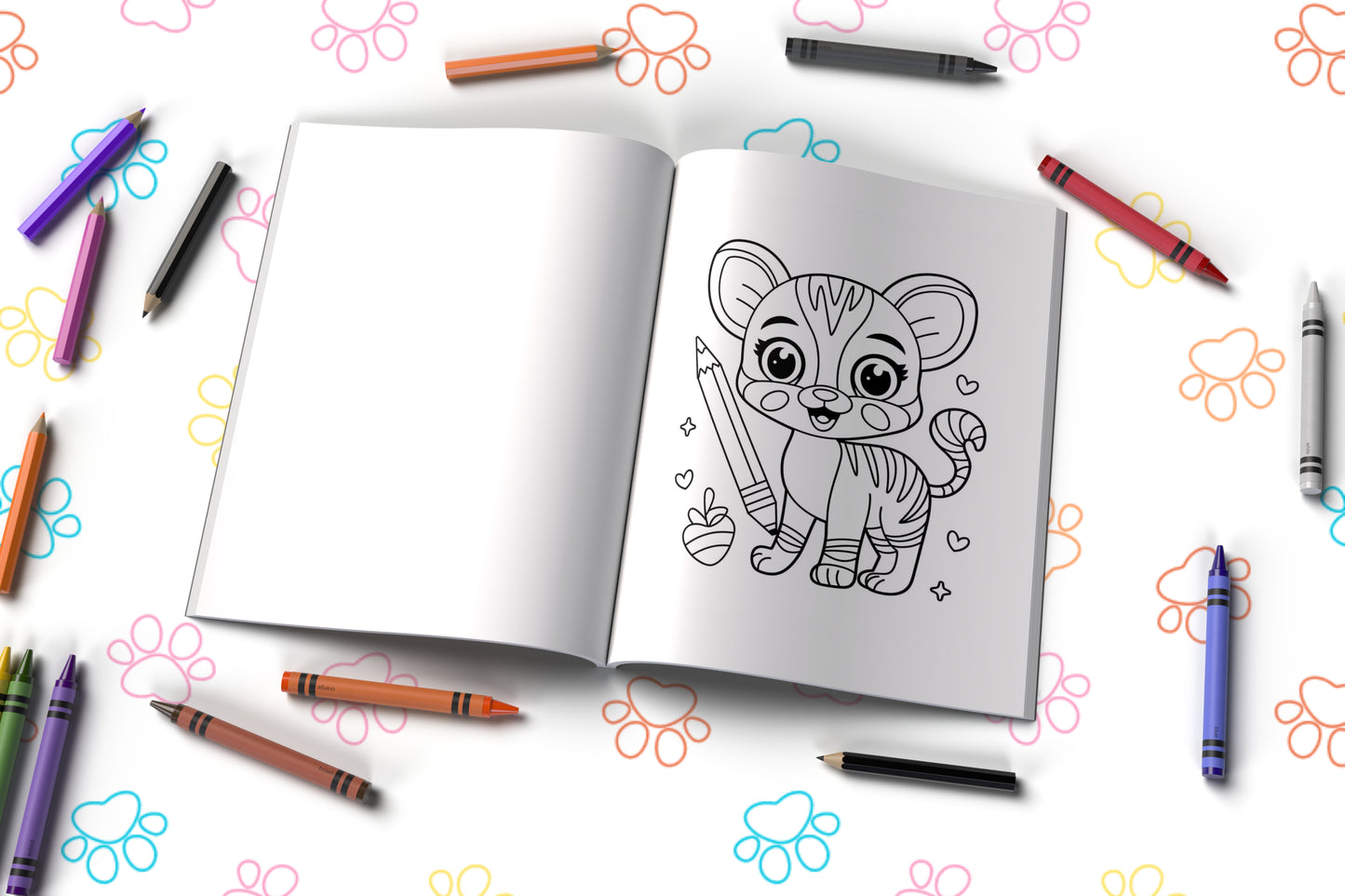 Baby animal kingdom coloring book with sweet and playful creatures