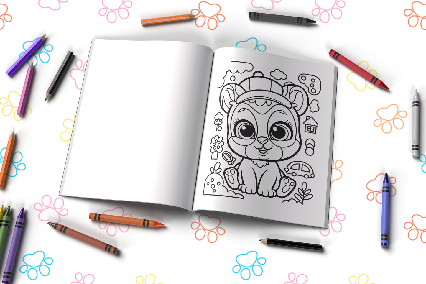 Baby animal kingdom coloring book with sweet and playful creatures