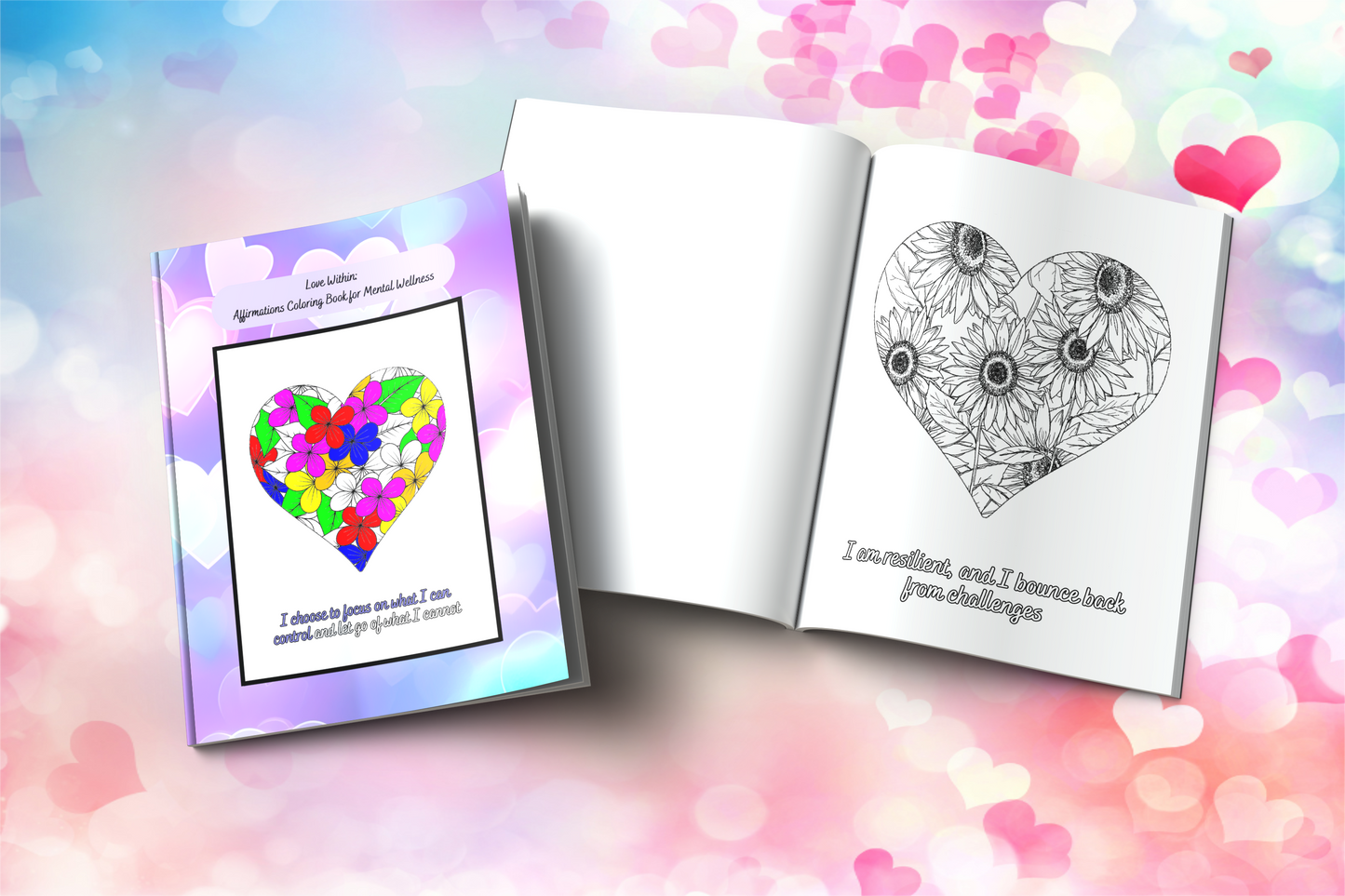Affirmation coloring book focused on inner love and emotional healing