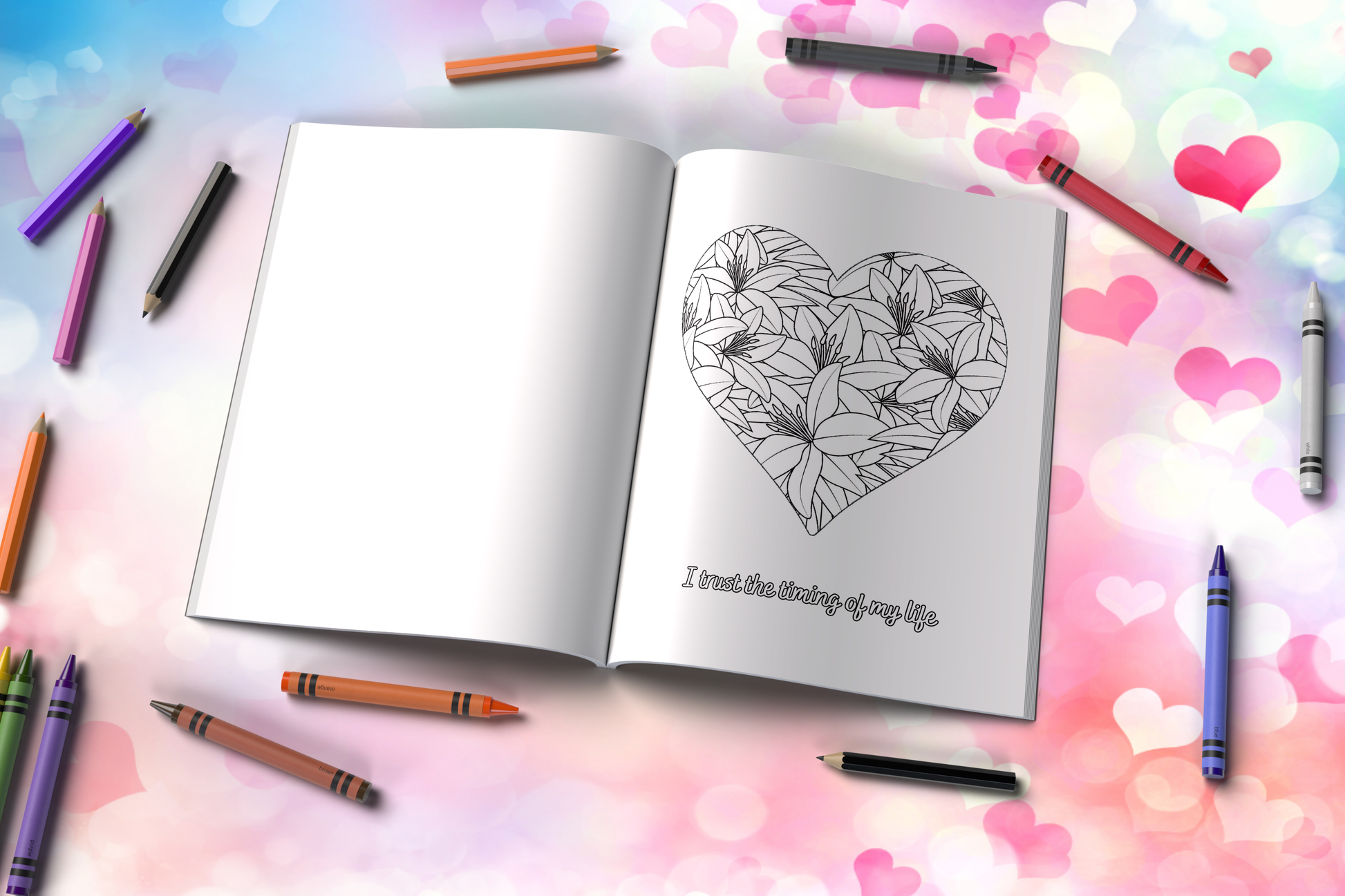 Affirmation coloring book focused on inner love and emotional healing