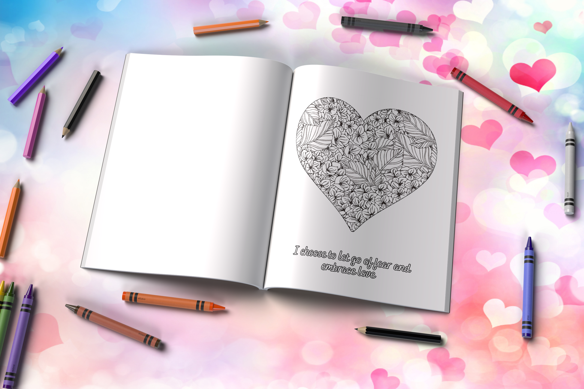 Affirmation coloring book focused on inner love and emotional healing