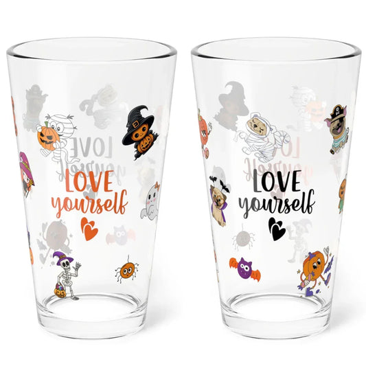 Shop our premium love yourself shaker mixing pint glass 16oz from MySisterIsASurvivor.