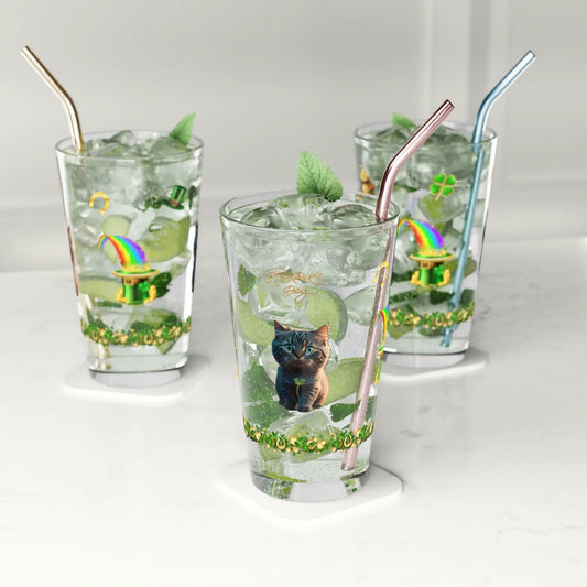 Shop our premium lucky labyrinth of little paws st patricks day pint glass 16oz from MySisterIsASurvivor.