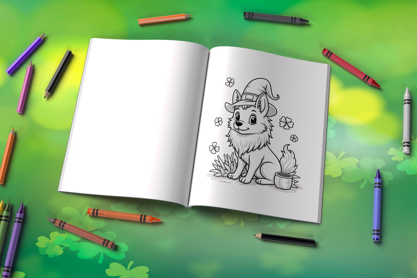 St. Patrick’s Day coloring book with animals, clovers, and lucky vibes