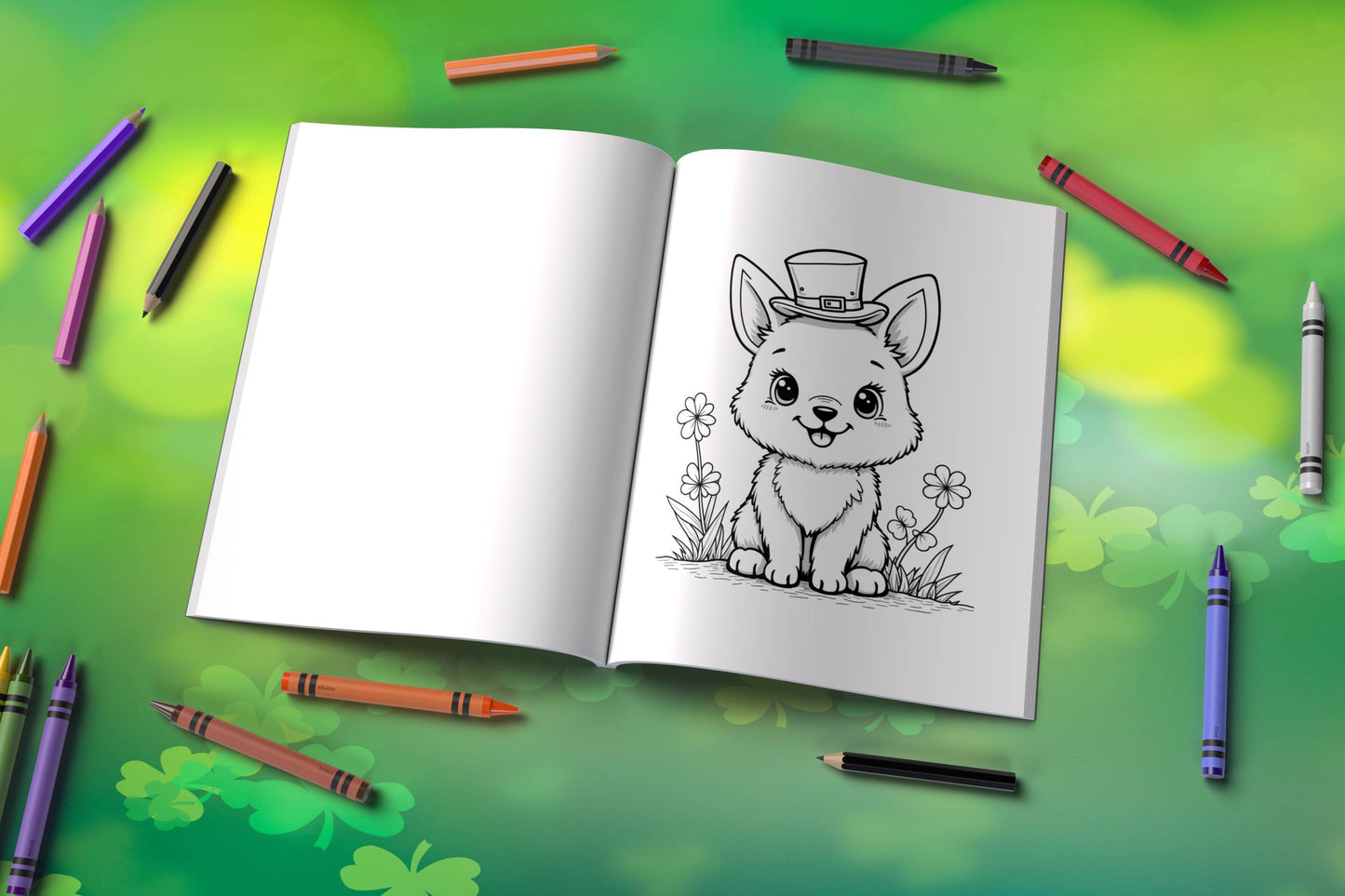 St. Patrick’s Day coloring book with animals, clovers, and lucky vibes