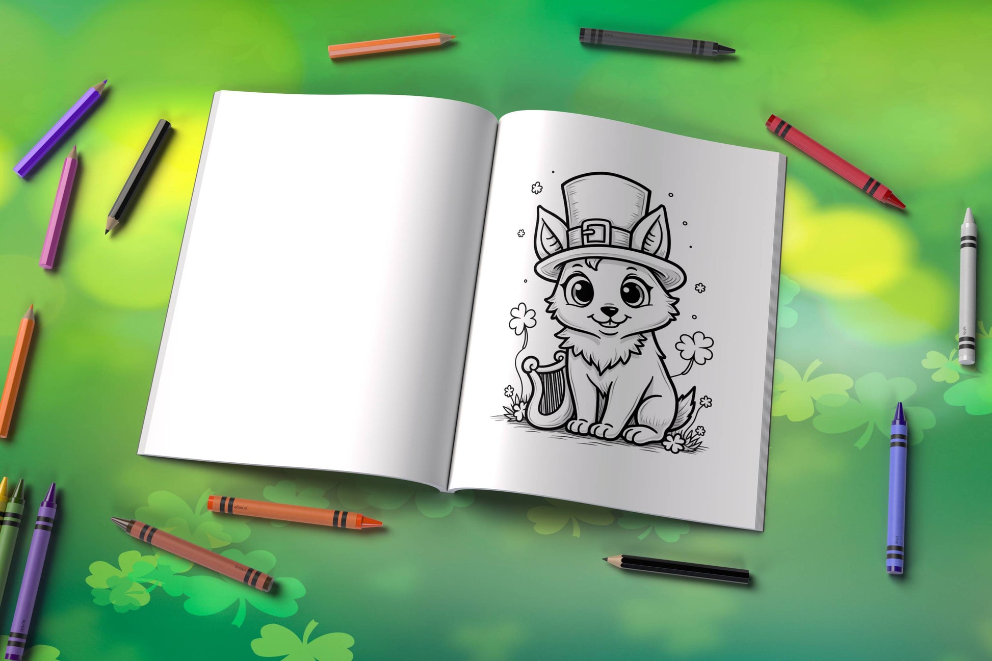 St. Patrick’s Day coloring book with animals, clovers, and lucky vibes