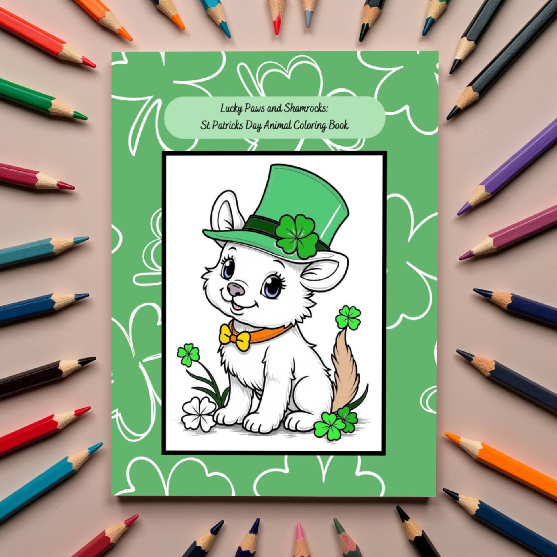 St. Patrick’s Day coloring book with animals, clovers, and lucky vibes